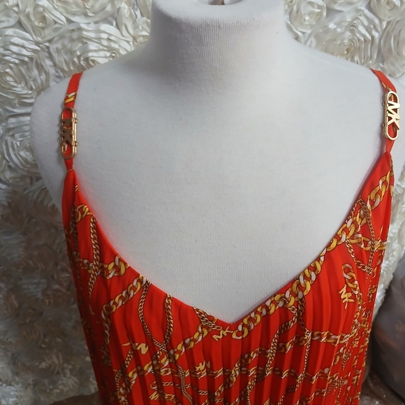 Michael Kors Women's Red Chain Print Top Xl - Picture 5 of 8